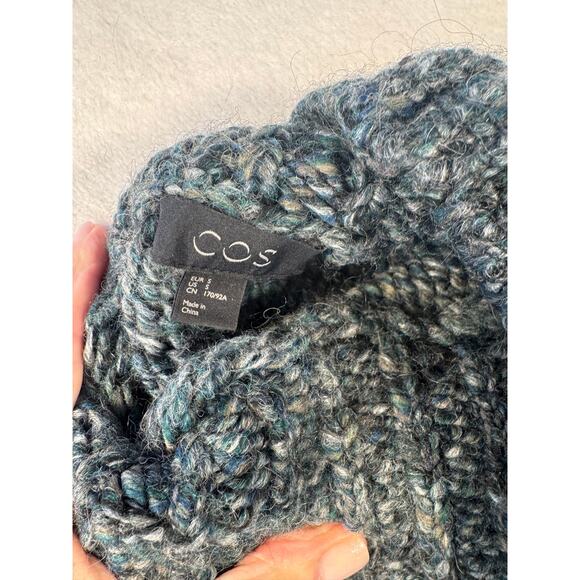 COS Wool Alpaca Mock Neck Sweater Gray Black Green Marl Pullover Small - Picture 6 of 9